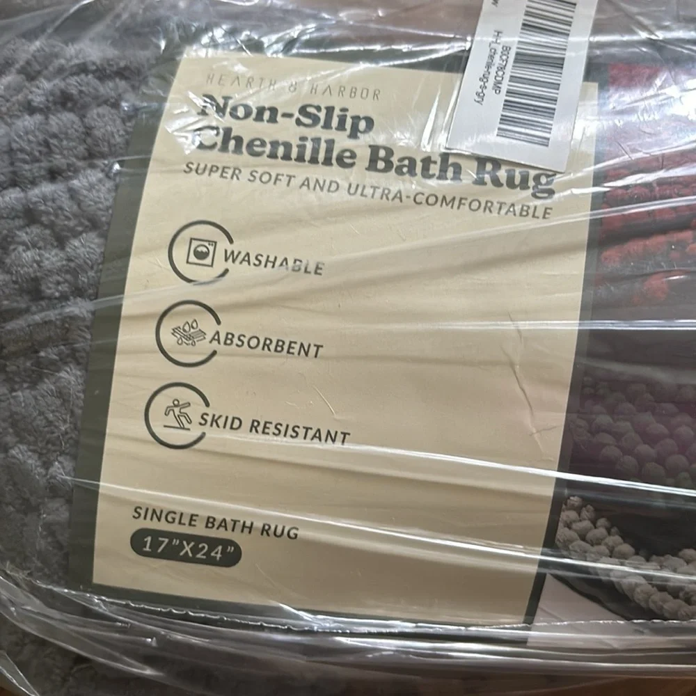🆕 Hearth & Harbor Non-Slip Super Plush Chenille Bathroom Rugs, New In Plastic